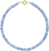 Iswawo Beaded Gemstone Necklace for Women - Boho Choker Natural Stone Rainbow Beads 18K Gold Plated Handmade Beach Jewelry Gift