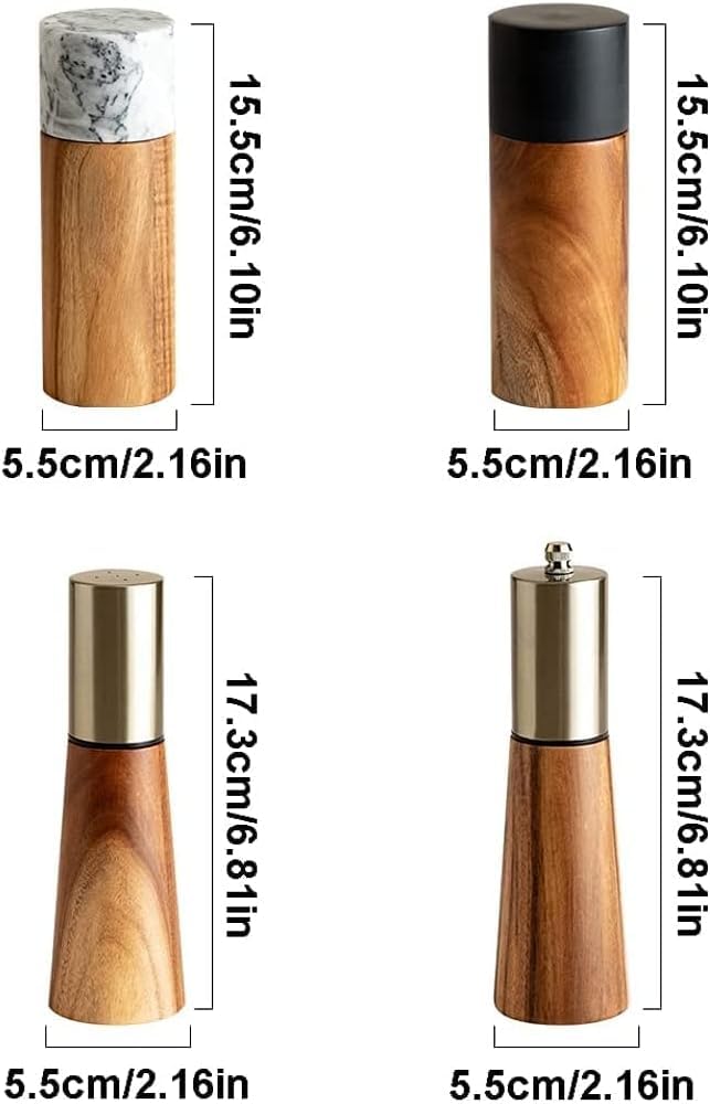 Młynek do pieprzu, młynek do pieprzu, lite drewno, ręczny młynek do soli i pieprzu, zestaw do kuchni, profesjonalny, świeżo zmielony, regulowany młynek do pieprzu, młynek do soli i pieprzu, D