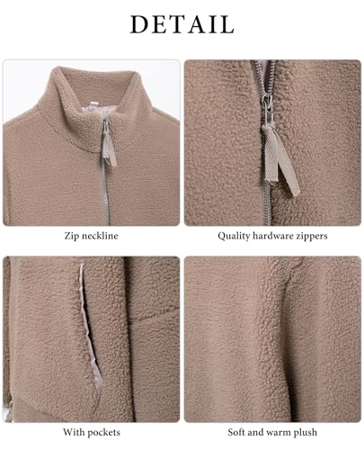 Chaqueta de forro polar mujer cremallera abrigo imitación piel sintética 4