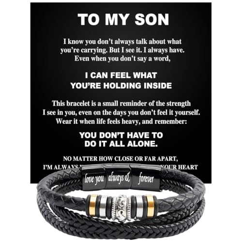 Larvincy To My Son Bracelet From Mom And Dad With Heartfelt Message & Elegant Box Son Jewelry Gifts From Mother Father Bracelets For Men On Birthday Wedding Father Day Christmas & More