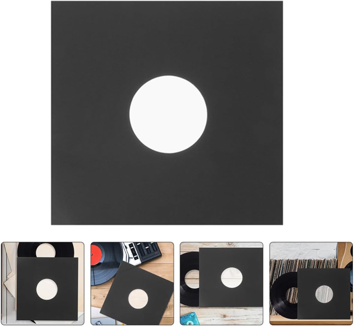 12pcs Vinyl Record Protective Sleeves Black Kraft Paper Album Storage | Vinyl Record Albums, Home Use, Protective Cover, Showcase Personality, Black Finish