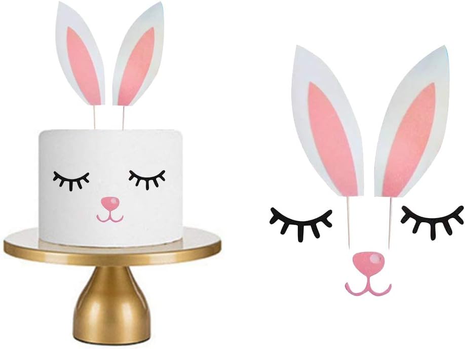 Qerleny Happy Birthday Cake Topper Birthday Party Cake Decoration Little White Rabbit Set