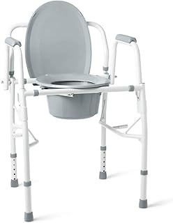 Medline Steel Drop-Arm Commode, 350 lb Weight Capacity