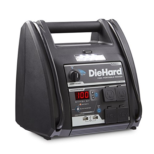 DieHard 71688 1150 Peak Amp 12V Jump Starter with USB/12V Portable Power Ports and 100PSI Air Compressor