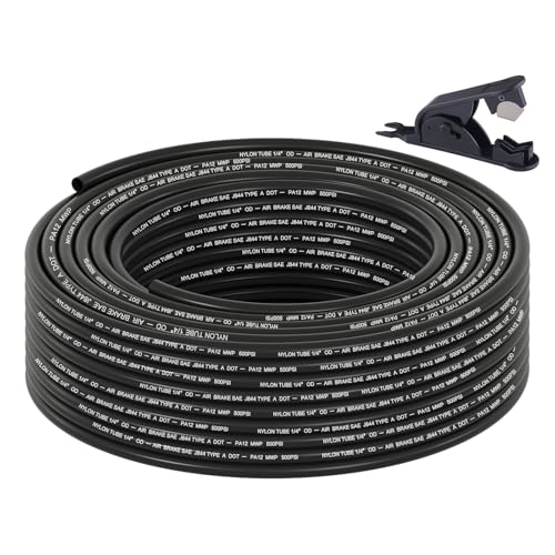 Boeray 1/4 DOT Air Line 100FT SAE J844 PA12 Nylon Air Tubing with Cutter