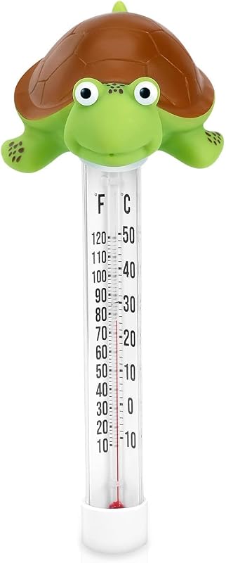 Floating Pool Thermometer, Large Display with String Easy to Read, Shatter Resistant, for Outdoor & Indoor Swimming Pools, Spas, Hot Tubs & Aquariums (Turtle)