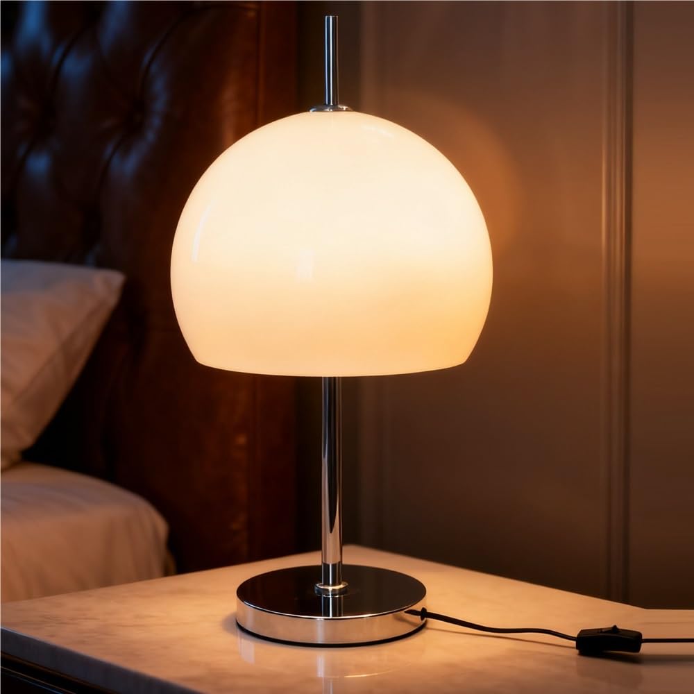Lampada in vetro Bauhaus, luce notturna ambientale sul comodino | Design Bauhaus, paralume in vetro, metà secolo, controllo della linea, luce ambientale(Yellow)