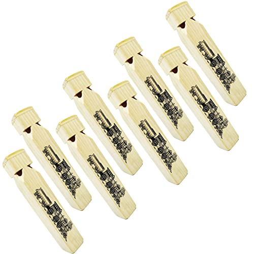 Fartime 8 PCS-Wooden Train Whistle Musical Toy for Kids (4 Tone)