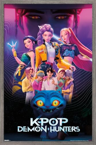 Image of Netflix KPop Demon Hunters (2025) - Group Wall Poster, 22.4L inch x 14.7W inch, Barnwood Framed Version