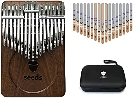 Seeds 34 Key Chromatic Kalimba B Tone | 3 Octave Professional Kalimba Instrument | Dark Walnut Mbira Birthday Music Gifts