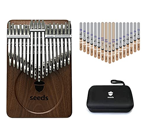Seeds 34 Key Chromatic Kalimba B Tone | 3 Octave Professional Kalimba Instrument | Dark Walnut Mbira
