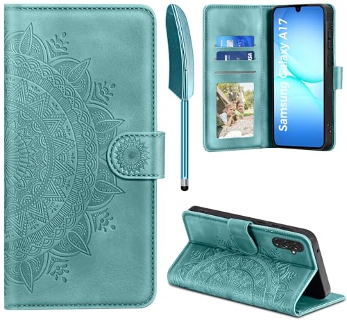 EASDNB Lederhülle für Samsung Galaxy A17 5G/4G Hülle Handyhülle für Galaxy A17 5G Flip Wallet PU Leder Case [Kartenfach] [Magnet] [Ständer] Klapphülle Schutzhülle für Samsung Galaxy A17 Grün