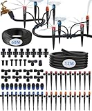 72m Irrigation System Kit For Garden with 40 Nozzles, Quick-Connect Garden Watering System with 1/2" & 1/4" Fast-Lock Tube. For Greenhouse, Raised Garden and Potted Plants (12m+60m)