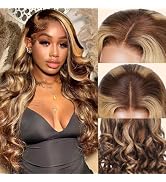 Ombre Highlight Lace Front Wigs Human Hair 5x5 Pre Plucked Pre Cut Lace Front Wigs Human Hair Bou...