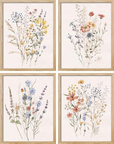 SIGNWIN Framed Poster Watercolor Wildflower Rustic Floral Nature Illustration Decorative