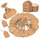 600 PCS Small Price Tags with String Attached, Brown Kraft Paper Blank Hang & Gift Tags for Clothing Jewelry Retail Yard Sale Pricing & Labeling （1.4”x 1.8”）