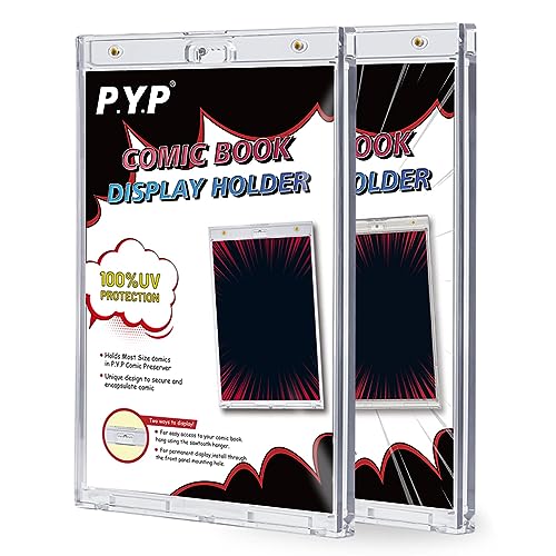 2ct Magnetic Comic-Book Display Cases - Crystal Clear One Touch Comic Book Holders UV Protection Comic Book Slab Protectors Premium Wall Mountable Comic Book Protective Holders Fits Most Comics