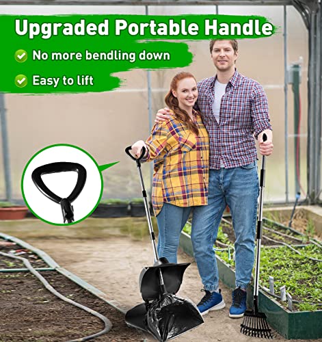 Pooper Scooper Swivel Bin & Rake Kit With 30 Waste Bags, 36" Long Handle Adjustable Dog Pooper Scooper For Large Medium Small Dogs, Portable Poop Scooper For Yard Lawn Outdoor, Easy To Clean Pet Waste #TOP3