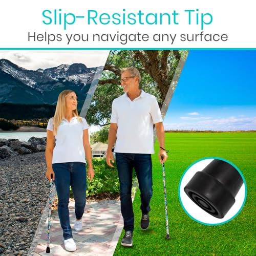 image for Vive Folding Cane - Foldable Walking Cane for Men, Women - Fold-up, Co