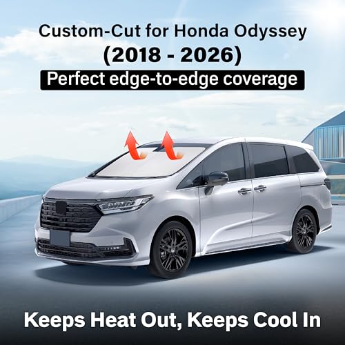 Image of Econour Windshield Sun Shade for 2018-2026 Honda Odyssey Accessories LX, EX, EX-L, Touring, Elite Minivan Window Sunshade Sun Visor Protector Foldable Blocks UV Rays Keep Your Car Cooler
