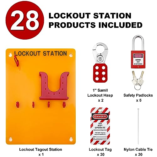 SAFBY Kit de metal para estação de identificação de bloqueio com etiqueta de bloqueio Loto 2 Hasps,