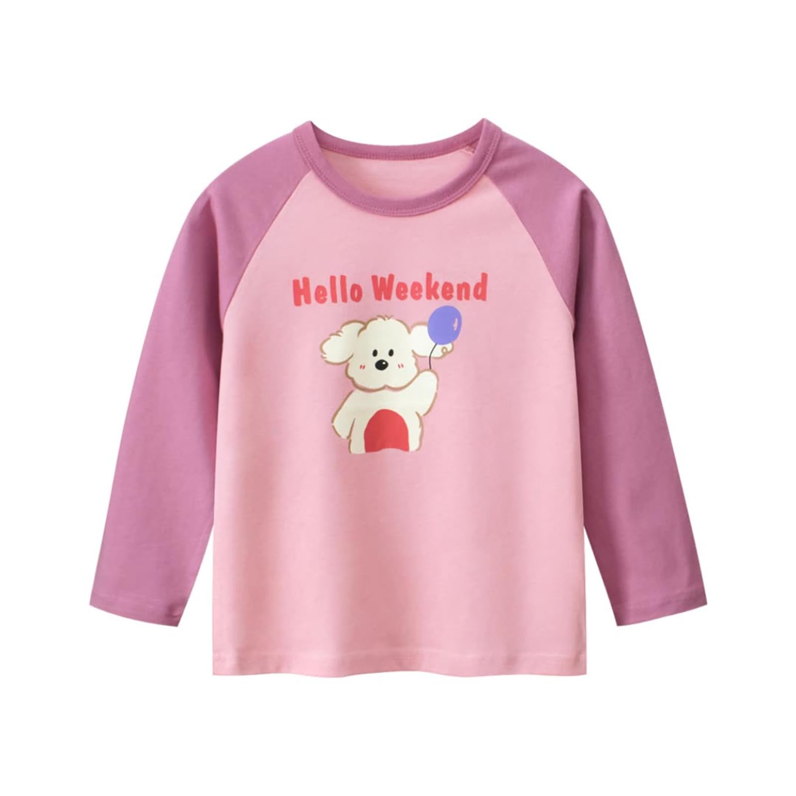 Newborn Baby Girls Crewneck Blouses Long Sleeve Tee Tops T Shirts Cotton Graphic Print Shirt for Little Girls (Pink,130/5-6 Y,Unisex,Big Kid,US,Age,5 Years,6 Years)