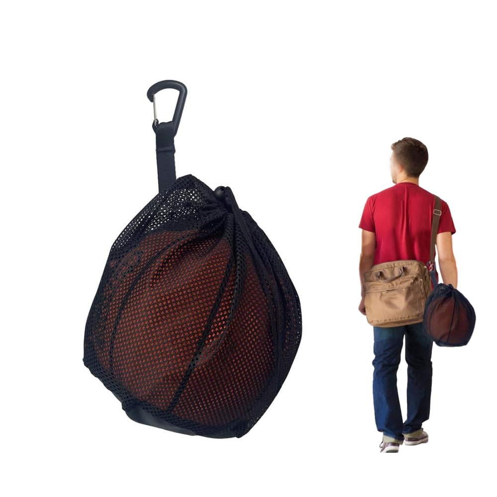 Sac en Maille Filet, Grand Capacité Sac de Ballon Réutilisable pour Basketball, Volleyball et Football, Noire