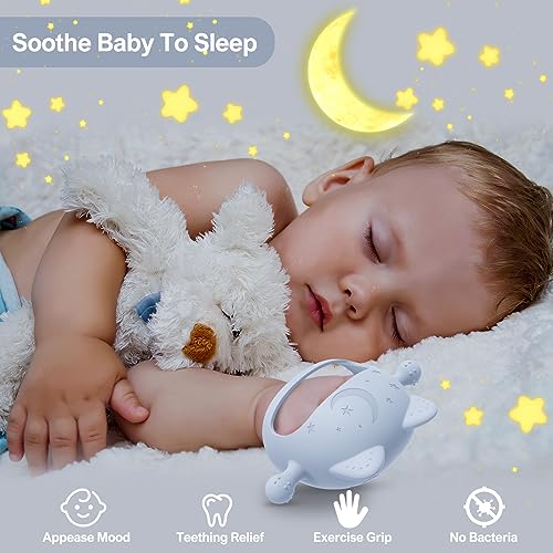 Image of Baby Teething Toys for Babies 0-6 Months-Baby Teether,Anti-Drop Silicone Mitten Teething Toy for Soothing Sore Gums,Teething Pacifier,Baby Toys 6 to 12 Months-Ideal Baby Travel Essentials for Moms (Light Blue)