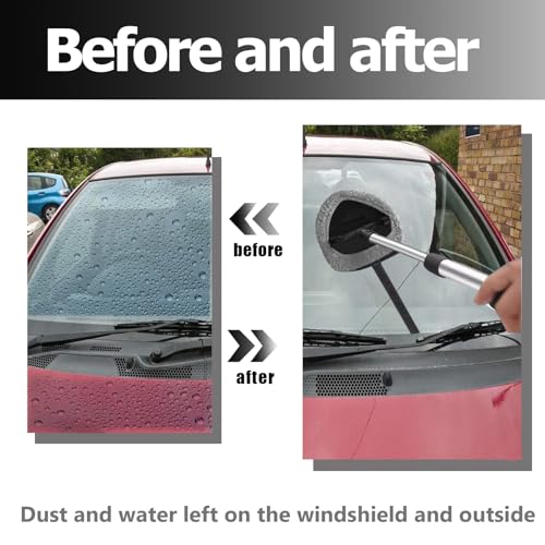 Car Windshield Cleaning Tools, Expandable Car Window Cleaner with 4 Reusable Microfiber Pads, 2 Spray Bottles, Windshield Cleaning Wand Tool, Auto Interior Dust Brush, Gray by Luarkyeer - Image 5