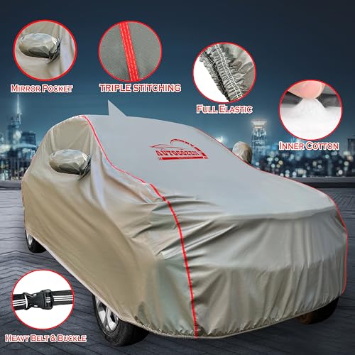Image of All Weather Protection Car Cover for Nexon New Model Car Cover with Mirror Anteena Packets & 100% Waterproof Cover Grey Color