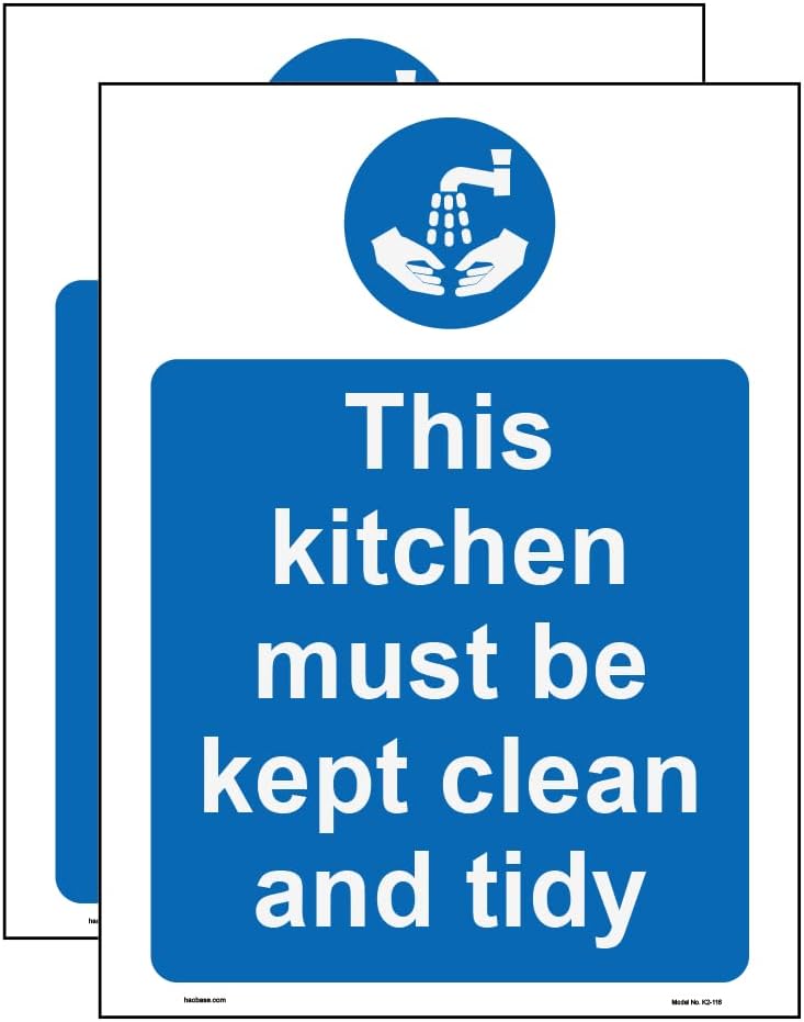 Haobase 2 Pcs This Kitchen Must be Kept Clean and Tidy Sign Stickers - Self Adhesive Vinyl -15 cm x 20 cm