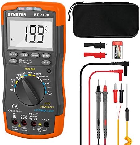 BTMETER BT-770K Auto Ranging Automotive Multimeter for Dwell Angle Pulse Width Tach Temperature Duty Cycle Voltage Current Resistance Test