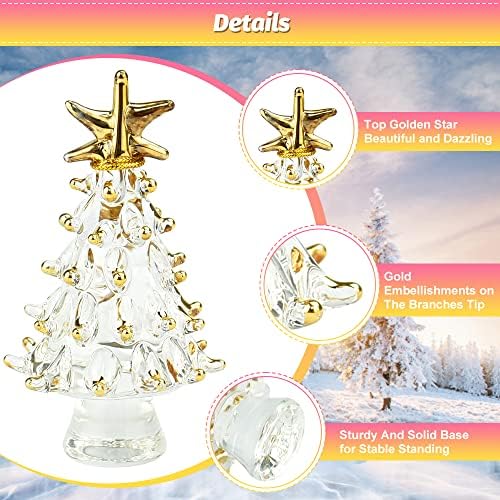 RECHCIGA Mini Crystal Christmas Tree Desktop Christmas Tree Decoration Glass Tabletop Christmas Tree Statue Hanging and Placed for Crystal Christmas Tree Ornaments Holiday Home Decor Gift 6.1*3.8cm