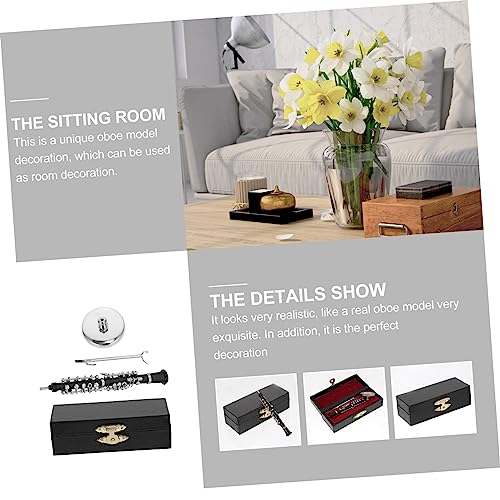 GRIRIW Metallic Mini Oboe Model Statue Furniture Model Decor Random Oboe Mouthpiece Home Ornament