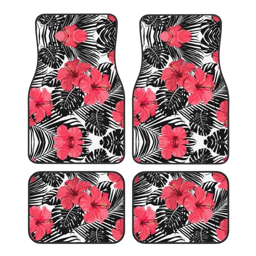 Tapis de sol pour voiture hibiscus rouge aux finitions soignées et durables