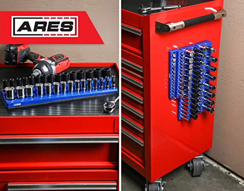 image for ARES 60008-30-Piece 3/8 in METRIC Magnetic Socket Organizer -BLUE -Hol