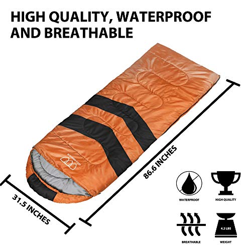 Gold Armour Bolsa de Dormir para Adultos Clima Frío y Cálido - Bolsa de Dormir para Camping Compacta y Ligera para Niños 10-12, Niñas y Niños - Cremallera Izquierda miniatura 2