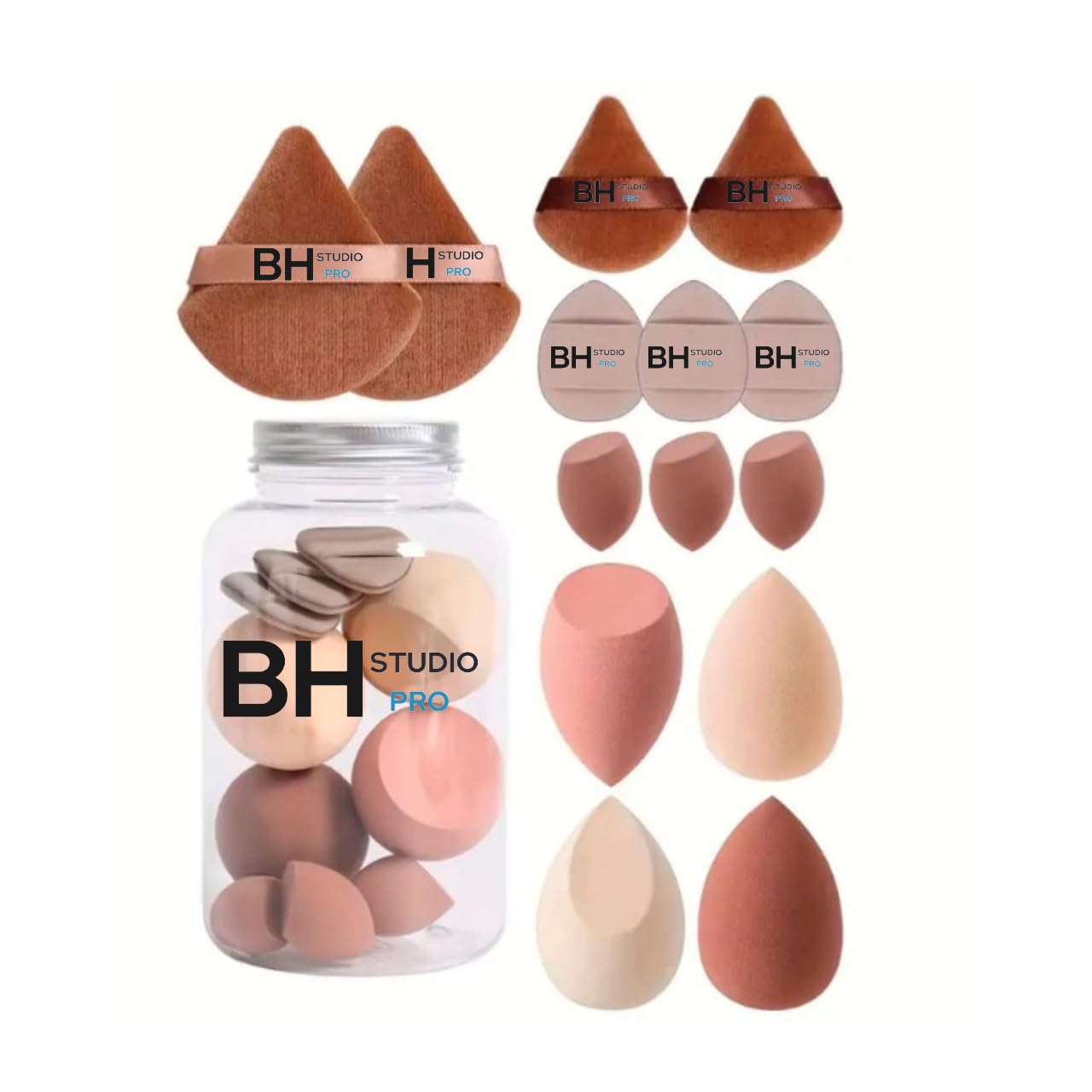 14 Pcs Makeup Sponges Set With Storage Case, Latex Free Flawless Soft Setting, Beauty Blender Sponge Suitable for Liquid, Cream and Powder - Multicolored-picture-41