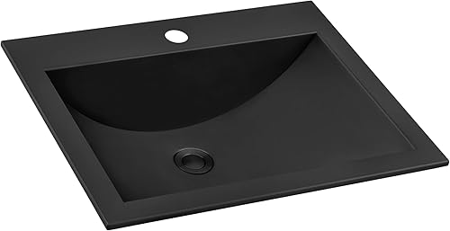 Ruvati RVH5110BL - Lavabo de baño de acero inoxidable con montaje superior color negro plomizo de 21 x 17 pulgadas