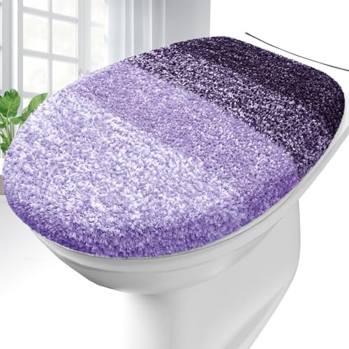 OLANLY microfiber toilet lid cover, fits most lids, violet