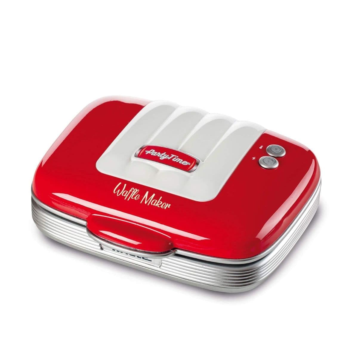 Ariete 1973, Maquina de Waffle Retrô Vermelha - Party Time, 700 W, Placas Antiaderentes -