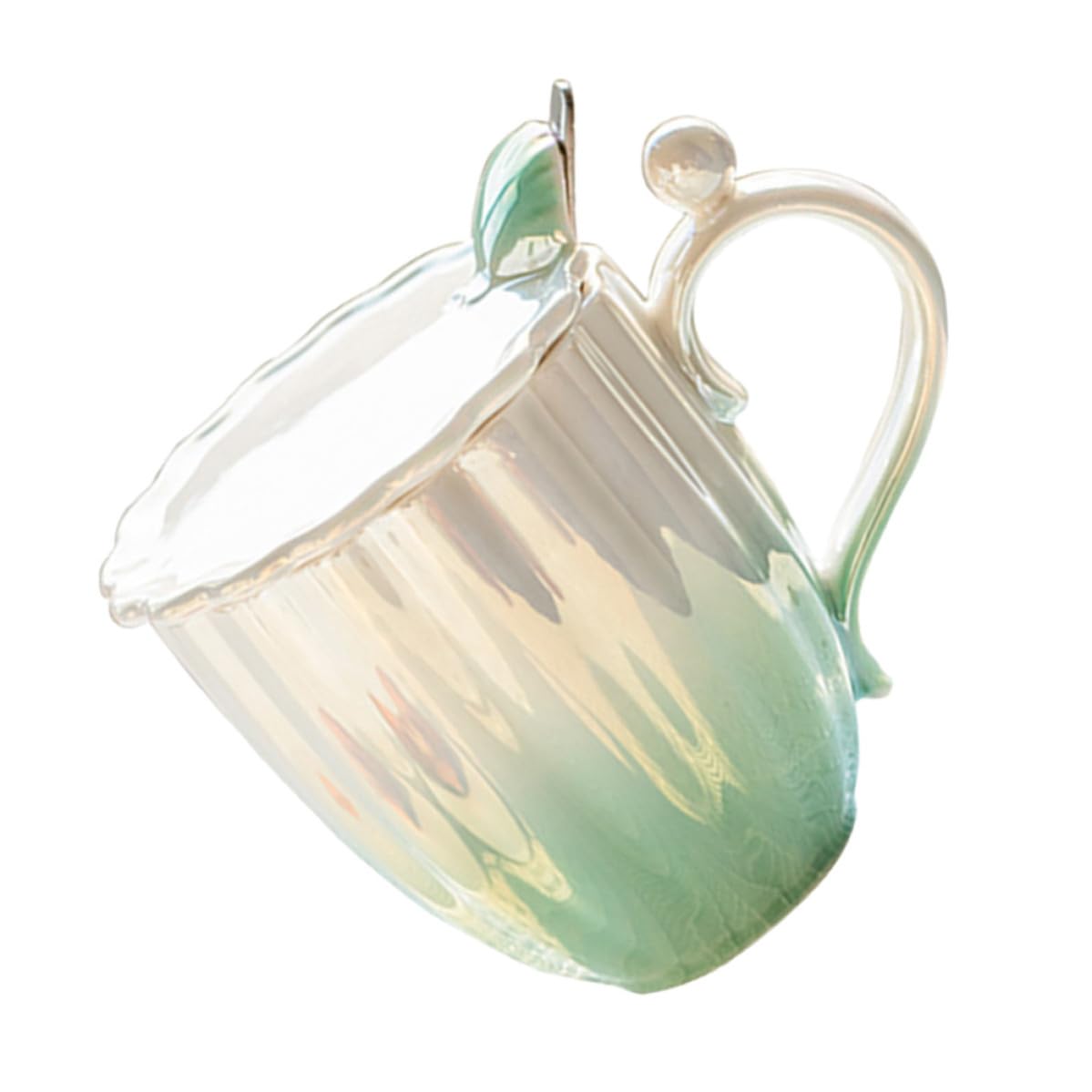 Taza de cerámica con tapa de concha y asa de perla de 420ml para café