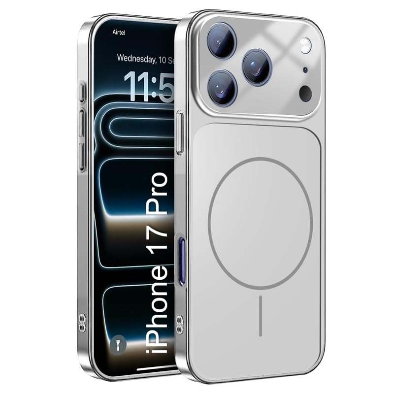 Image of LuxuryKase Converter Case for iPhone 17 Pro | Premium Protective MagSafe Cover | iPhone 17 Pro Series Style Design | in Built Camera Guard | Wireless Charging Compatible - Silver