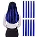 Colored Clip in Hair Extensions 22" 10pcs Straight Fashion Hairpieces for Party Highlights Blue