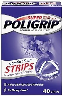 Super Poligrip Denture Adhesive Comfort Seal Strips-40 ct (Pack of 3)