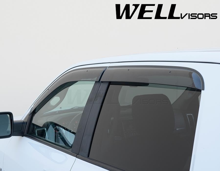 WellVisors Window Visors Wind Deflectors Compatible with Dodge 2009-2018 Ram 1500 2500 3500 Crew Cab Premium Series Rain Guards 3-847DG004