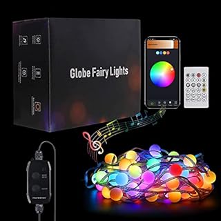 FrankEver Smart Light String Indoor Outdoor Decor Light, Bluetooth LED RGB Ball Lights with App and Remote Control, IP65 Waterproof, 10M 66 LEDs, 54 Scene Modes 4 Music Modes, for Garden Balcony Party