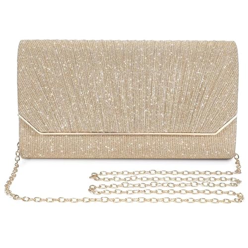 Imagen de XFSRG Bolsos de Mujer Elegantes Bolso de Mano de Noche Plisado 22×14×4