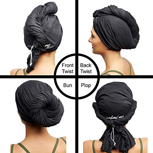Ultra-Fine Microfiber Hair Towel Wrap - The Perfect Haircare - Anti-frizz Fast Drying Turban with Wet/Dry Brush