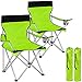 BAKAJI Coppia Sedie Pieghevoli da Campeggio con Borsa Camping Sedia Mare Spiaggia Pesca da Esterno in Acciaio e Poliestere con Vano Porta Bibite e Smartphone (Verde)
